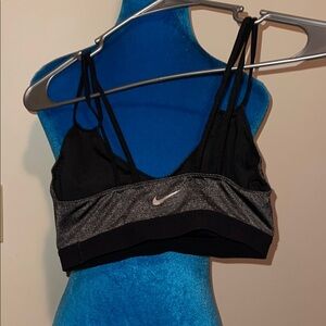 Nike Women's Black and Silver Sports Bra